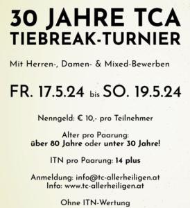 30 Jahre TCA Tiebreak-Doppelturnier